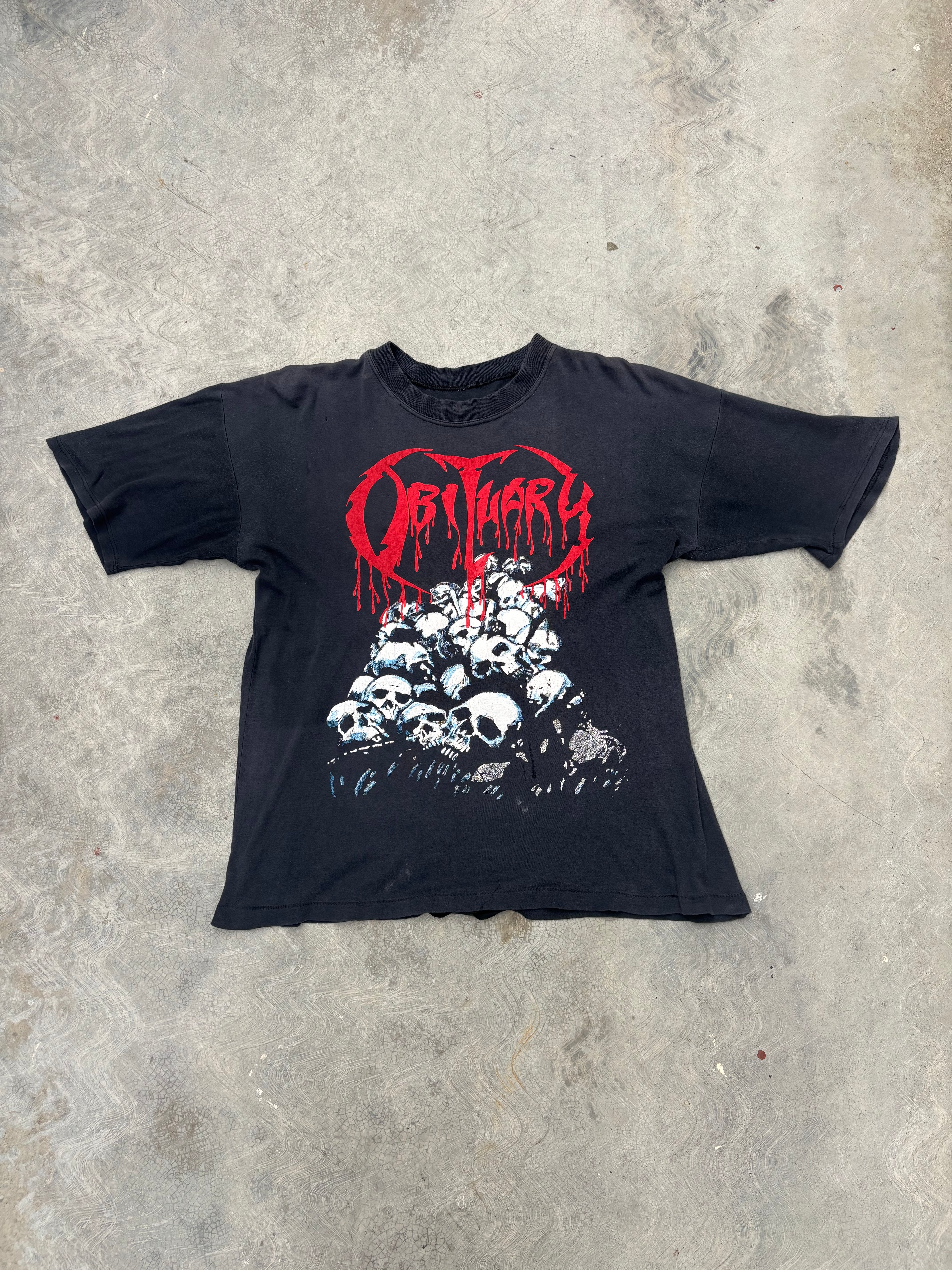 1991 Obituary Pile Of Skulls Tour T Shirt