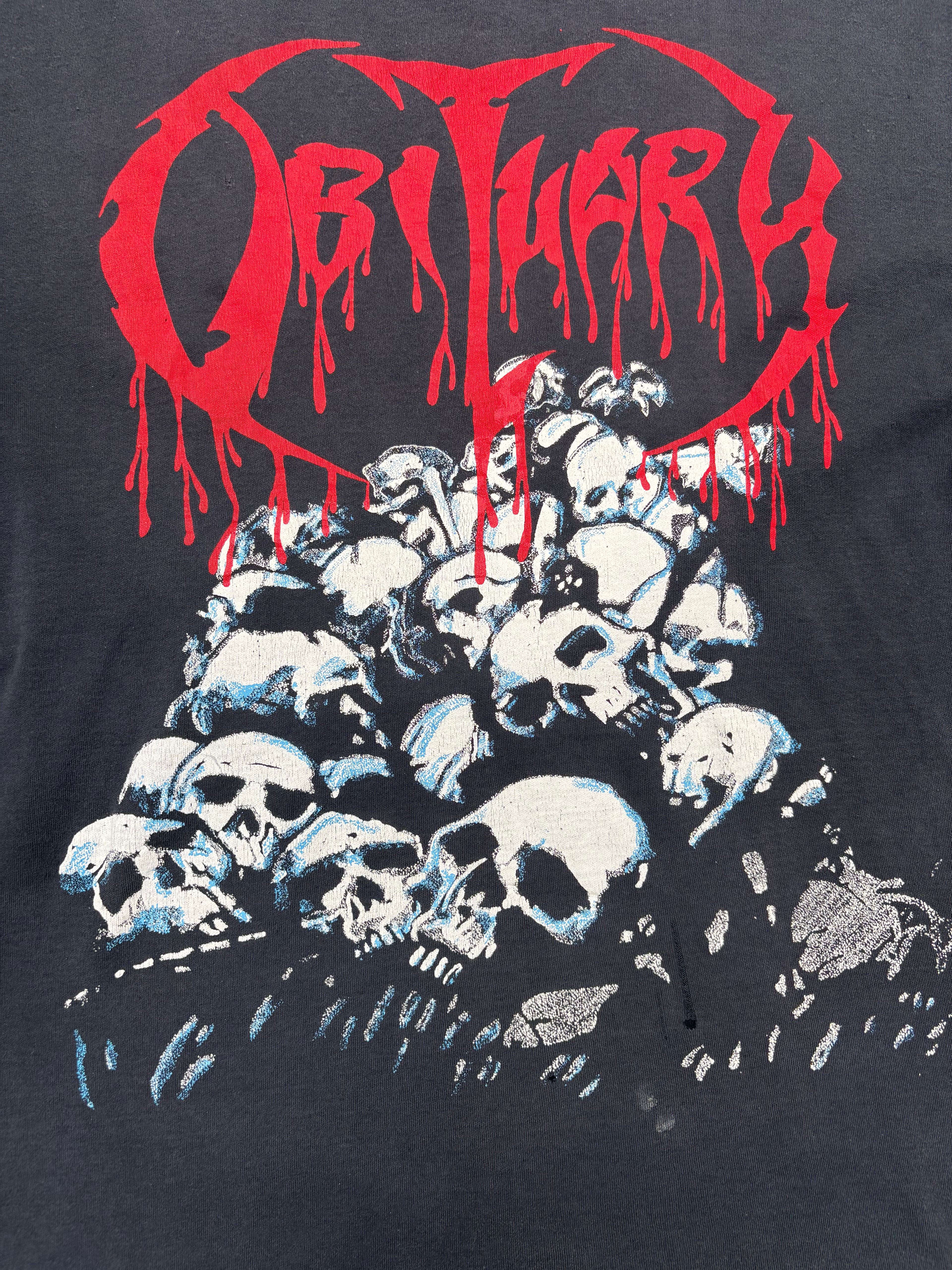 1991 Obituary Pile Of Skulls Tour T Shirt