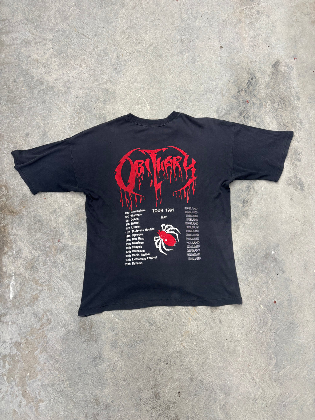 1991 Obituary Pile Of Skulls Tour T Shirt