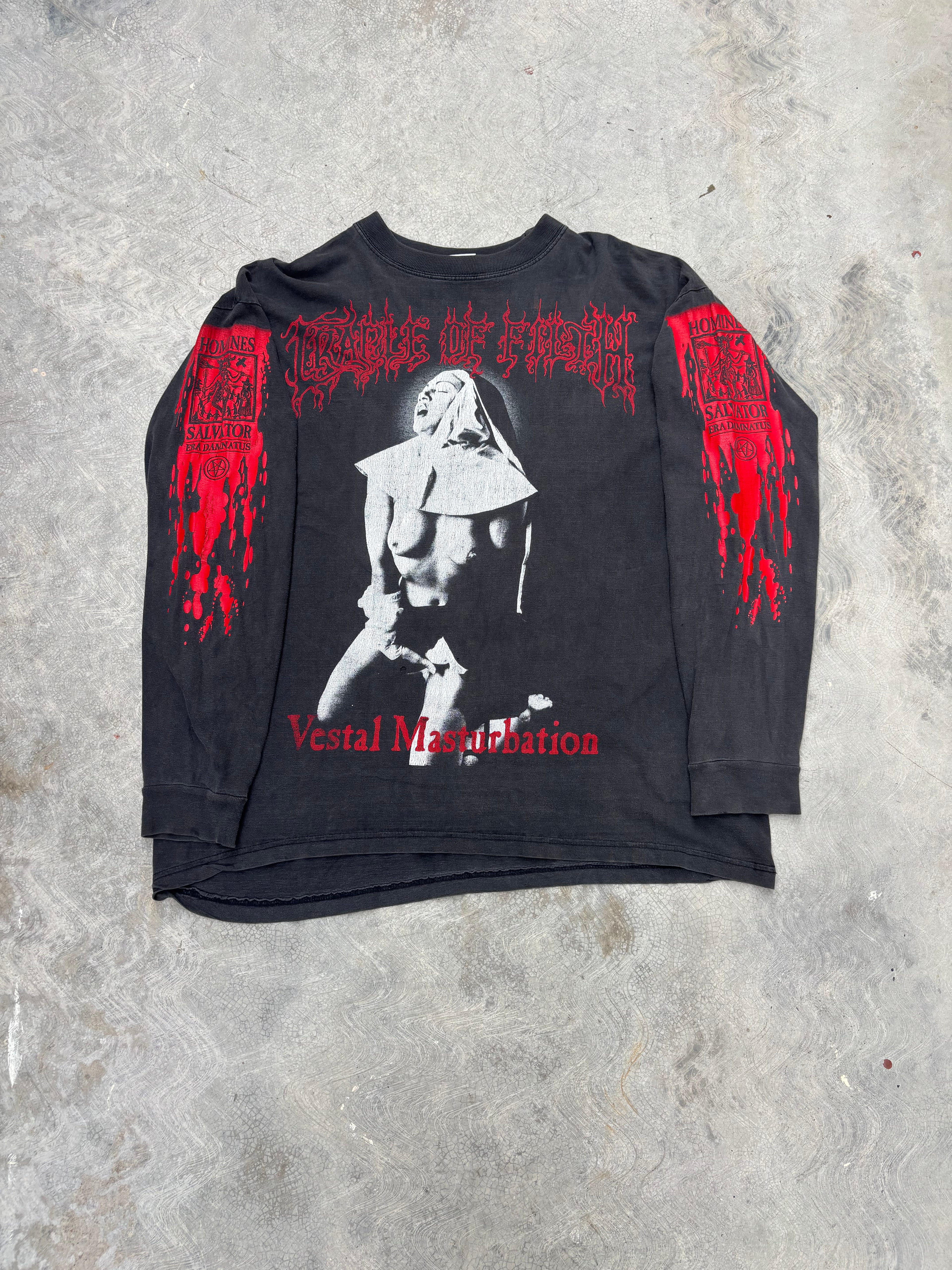 1995 Cradle Of Filth Vestal Masterbation Longsleeve Tour T Shirt