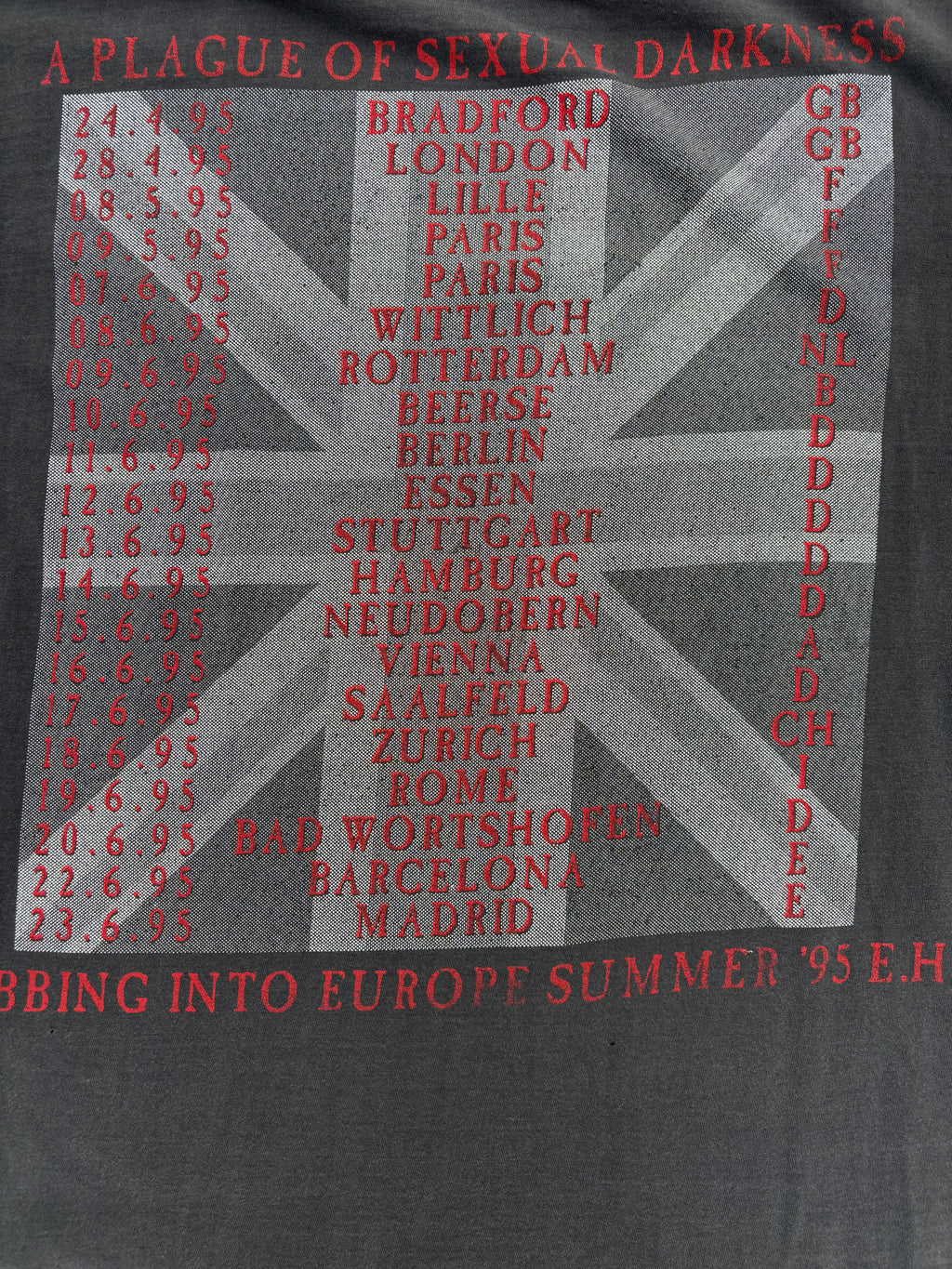 1995 Cradle Of Filth Vestal Masterbation Tour T Shirt